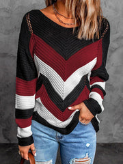 Women's Sweaters Colorblock Long Sleeve Knit Sweater