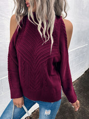 Women's Sweaters Solid Off-Shoulder Long Sleeve Sweater