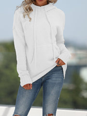 Women's Sweaters Solid Pocket Knit Hooded Sweater