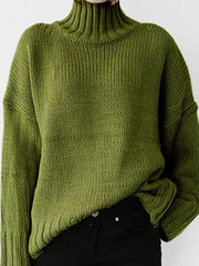 Women's Sweaters Turtleneck Solid Pullover Long Sleeve Sweater