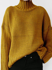 Women's Sweaters Turtleneck Solid Pullover Long Sleeve Sweater