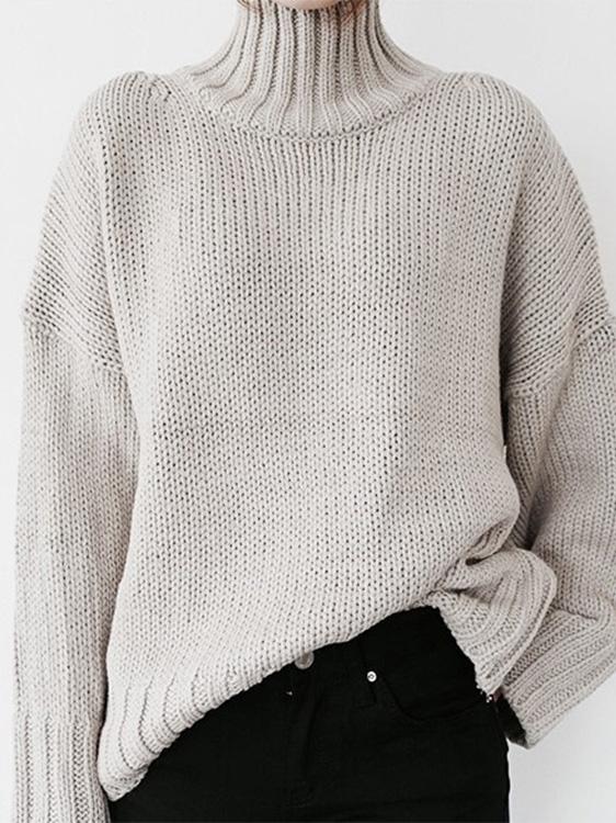 Women's Sweaters Turtleneck Solid Pullover Long Sleeve Sweater