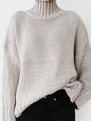 Women's Sweaters Turtleneck Solid Pullover Long Sleeve Sweater