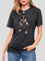 Women's T-Shirts Animal Print Round Neck Short Sleeve T-Shirt