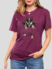 Women's T-Shirts Animal Print Round Neck Short Sleeve T-Shirt