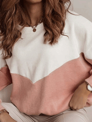 Women's T-Shirts Casual Contrast Color Back Hollow Long Sleeve T-Shirt