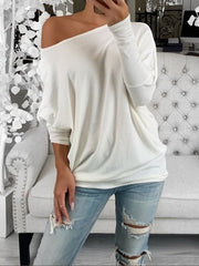 Women's T-Shirts Casual Sloping Shoulder Long Sleeve T-Shirt