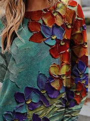 Women's T-Shirts Fashion Printed Round Neck Long Sleeve T-Shirt