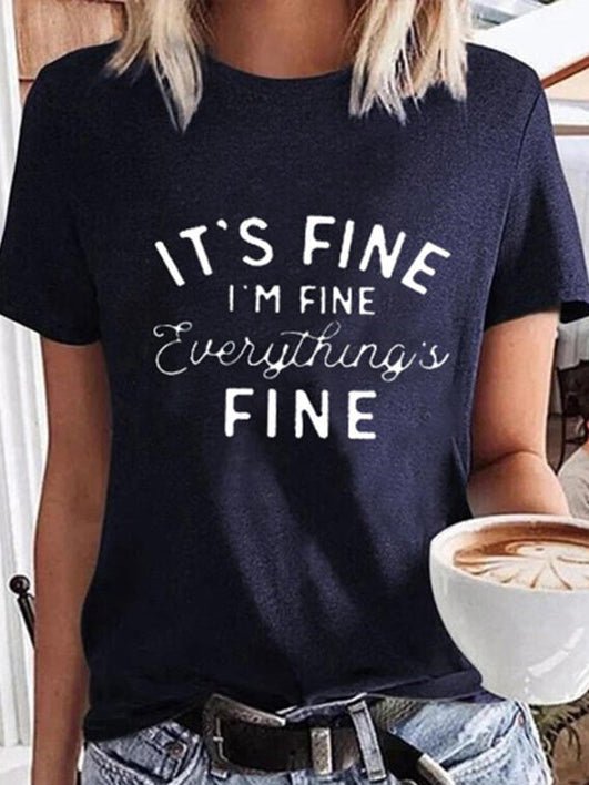 Women's T-Shirts Letter Print Crew Neck Short Sleeve T-Shirt