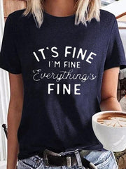 Women's T-Shirts Letter Print Crew Neck Short Sleeve T-Shirt