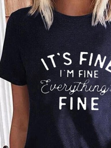 Women's T-Shirts Letter Print Crew Neck Short Sleeve T-Shirt