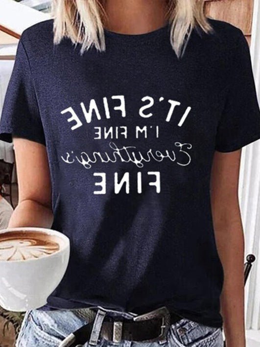 Women's T-Shirts Letter Print Crew Neck Short Sleeve T-Shirt