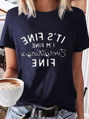 Women's T-Shirts Letter Print Crew Neck Short Sleeve T-Shirt