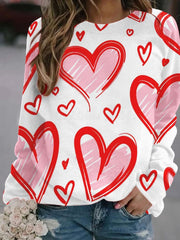 Women's T-Shirts Love Print Round Neck Long Sleeve T-Shirt