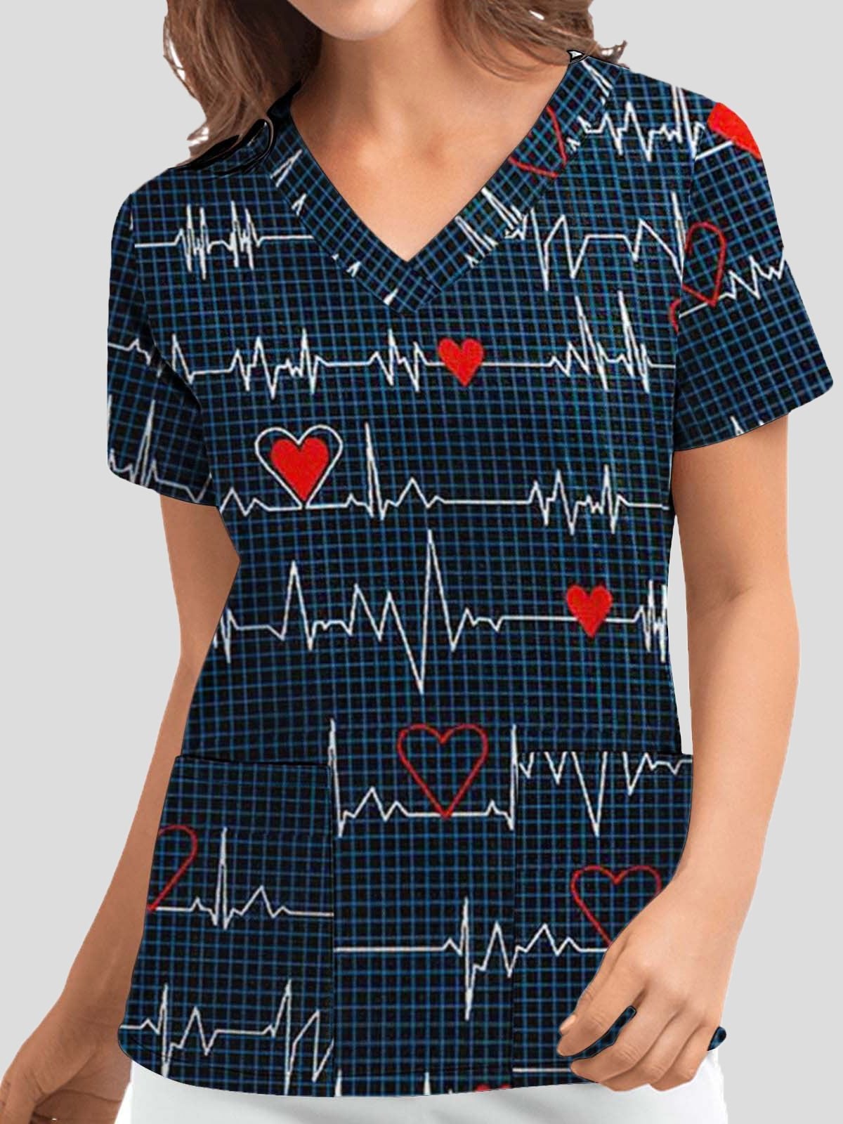 Women's T-Shirts Love Printed V-Neck Short Sleeve T-Shirt