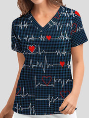Women's T-Shirts Love Printed V-Neck Short Sleeve T-Shirt