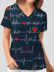 Women's T-Shirts Love Printed V-Neck Short Sleeve T-Shirt