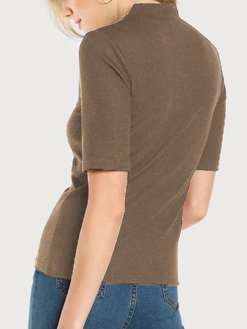 Women's T-Shirts Solid Round Neck Mid Sleeve T-Shirt