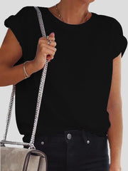 Women's T-Shirts Solid Round Neck Short Sleeve Casual T-Shirt
