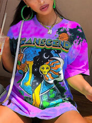 Women's T-Shirts Street Style Colorful Tie Dye Printed T-Shirt
