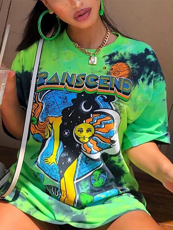 Women's T-Shirts Street Style Colorful Tie Dye Printed T-Shirt