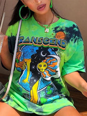 Women's T-Shirts Street Style Colorful Tie Dye Printed T-Shirt