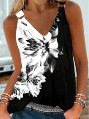 Women's Tank Tops Casual Floral Print Sling Sleeveless Tank Top