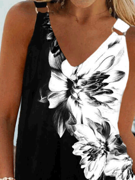 Women's Tank Tops Casual Floral Print Sling Sleeveless Tank Top