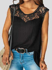 Women's Tank Tops Casual Lace Panel Sleeveless Tank Top