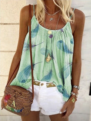 Women's Tank Tops Feather Print Sling Sleeveless Casual Vest