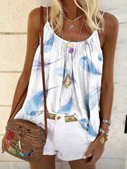 Women's Tank Tops Feather Print Sling Sleeveless Casual Vest