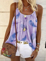 Women's Tank Tops Feather Print Sling Sleeveless Casual Vest