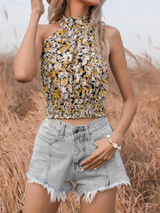 Women's Tank Tops Printed Halter Slim Tank Tops