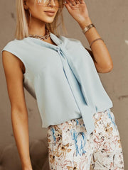 Women's Tank Tops Solid Belted Sleeveless Casual Tank Top