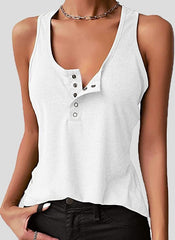 Women's Tank Tops Solid Button Sleeveless Tank Tops