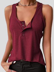 Women's Tank Tops Solid Button Sleeveless Tank Tops