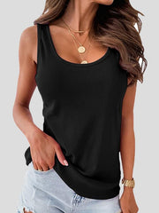Women's Tank Tops Solid Versatile U-Neck Ribbed Tank Tops
