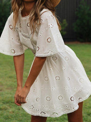 Women's Dresses Lace Paneled Bare Back Mini Dress