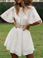 Women's Dresses Lace Paneled Bare Back Mini Dress