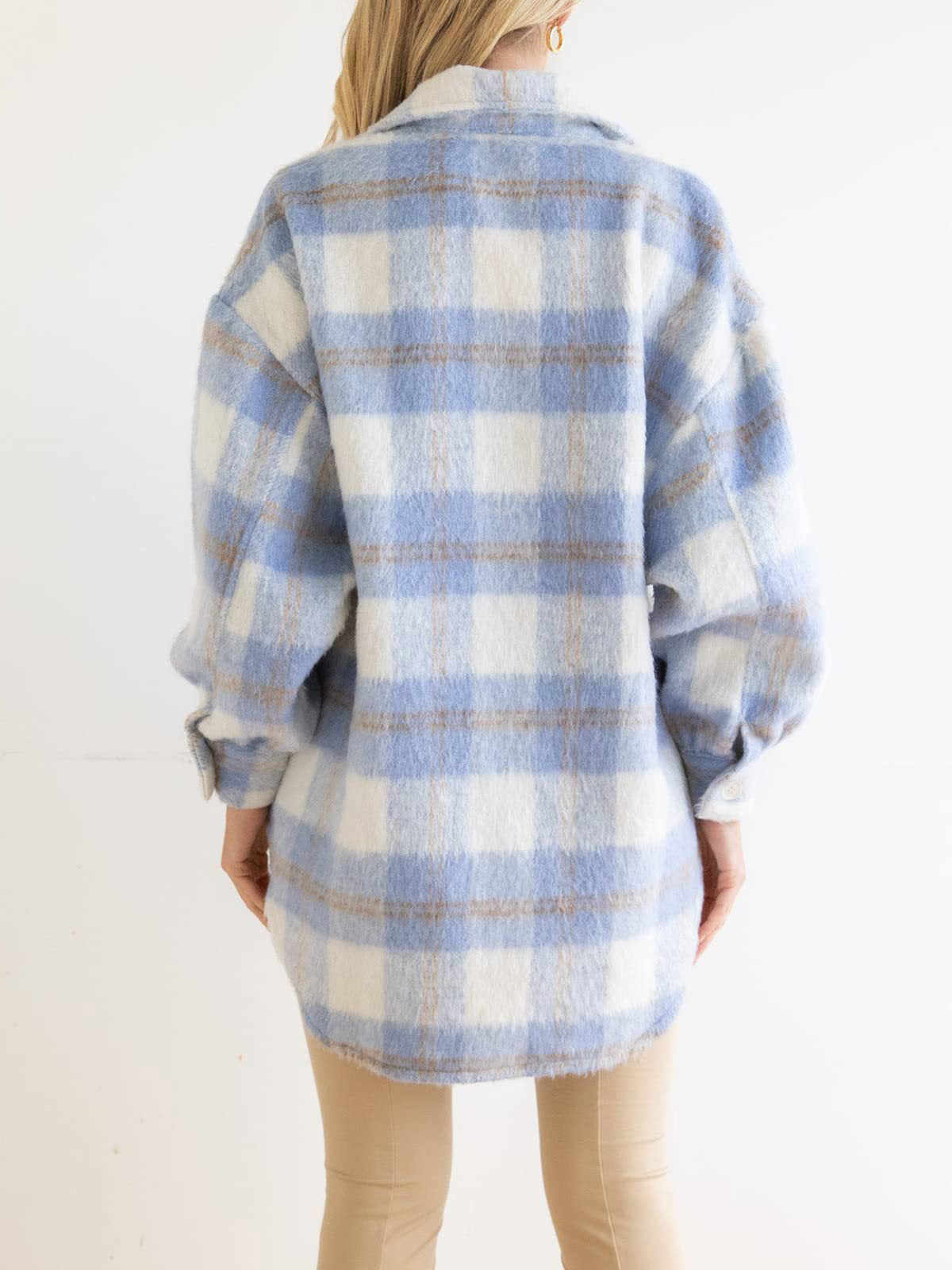 Women's Coats Plaid Plush Single Breasted Wool Thick Coat
