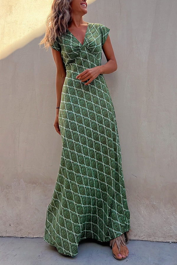 Shades of Sunset Ethnic Print Stretch Maxi Dress