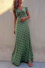 Shades of Sunset Ethnic Print Stretch Maxi Dress