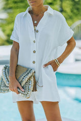 Splendor Summer Linen Pocketed Romper