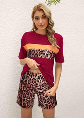 Leopard Printed Shorts Sleeve Top And Shorts