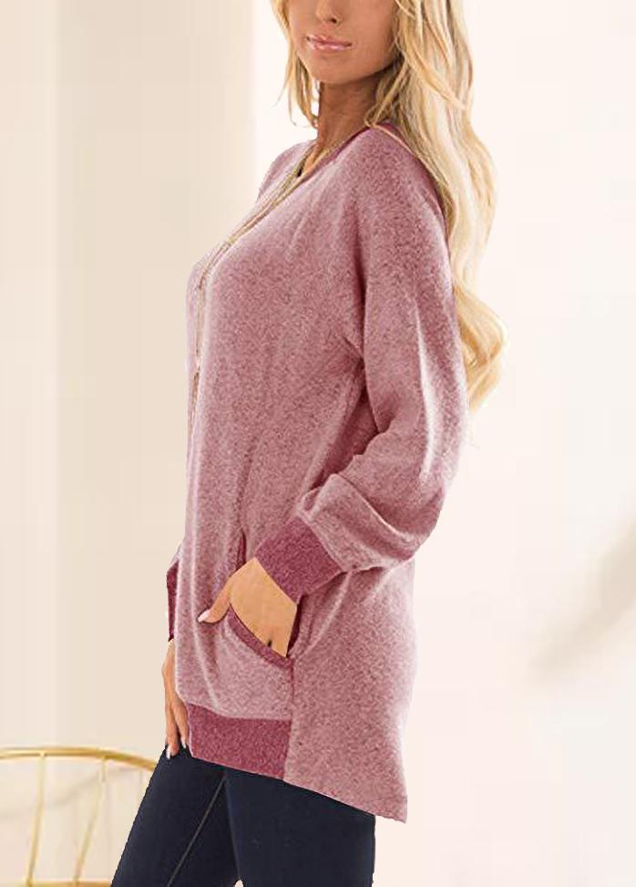 Long Sleeve Solid Color Round Neck Top