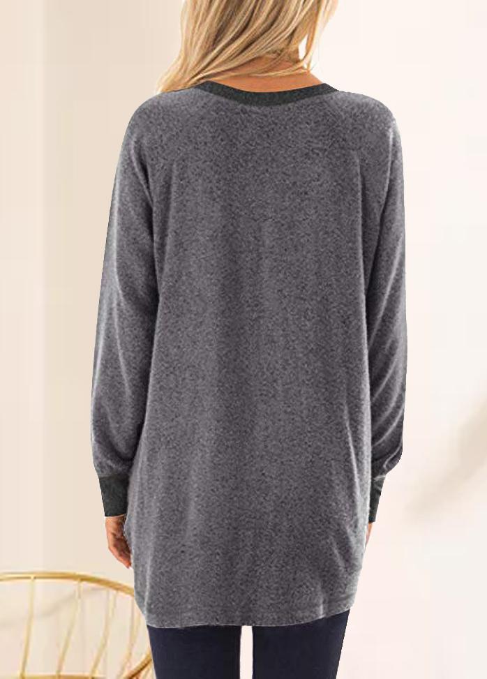 Long Sleeve Solid Color Round Neck Top
