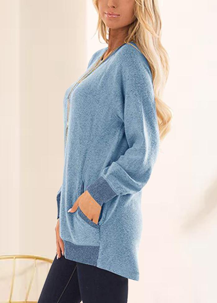 Long Sleeve Solid Color Round Neck Top