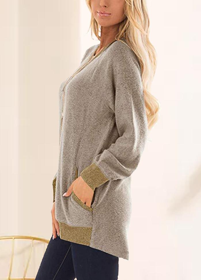 Long Sleeve Solid Color Round Neck Top