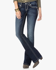 90s Vintage Embroidery Pocket Low Waist Flare Jeans