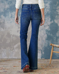 90s Vintage Wide Waistband Flare Jeans